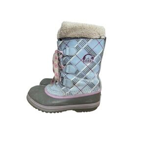 Sorel Kids Yoot Pac TP Waterproof Winter Boots Blue Plaid NY1443-402 Size 2